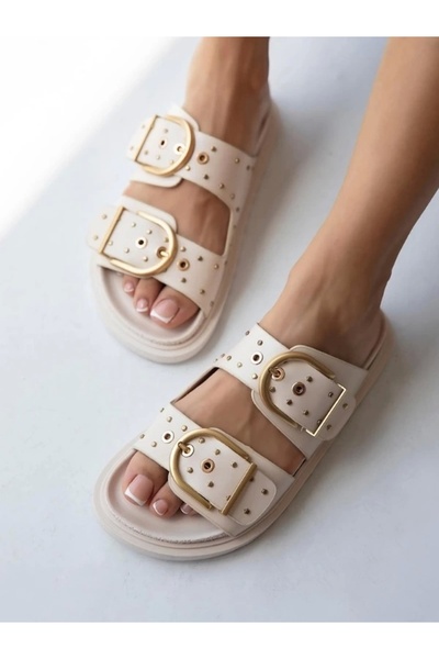 Sivarro Forster Women's Staple Detail Slippers Beige