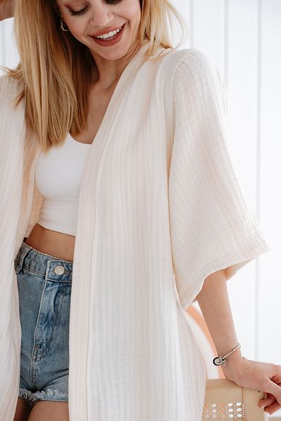 Tuğba Kuğu 4 Layer Muslin Kimono - Line Series