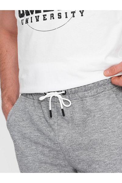 OMBRE Herren Shorts LOOSE FIT aus Melange-Stoff - grau V6 OM-SRSK-0116 3XL
