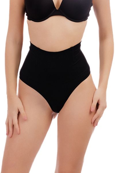 zenifique Zenifique Shapewear with Thong Panties, Mid Waist, Black, Size L
