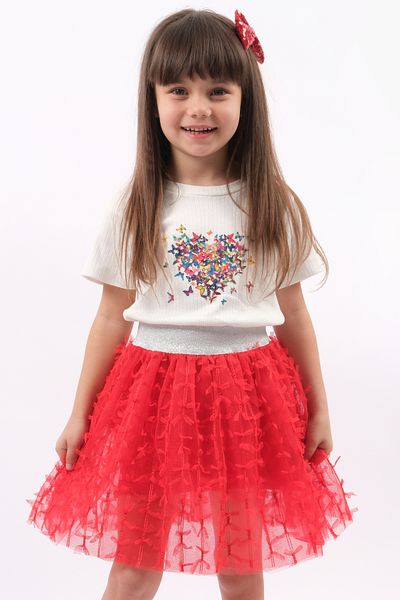 lilico Red Butterfly Design Girl's Tulle Tutu Double Set