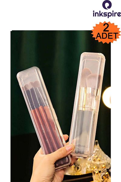 inkspire Transparent Makeup Organizer 2Pcs Plastic See-Through Pen Holder Makeup Brush Box in Bag Storage
