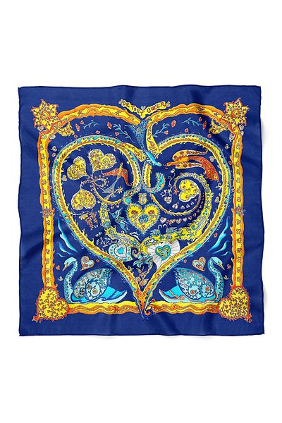 nehir eşarp Heart and Swan Pattern Scarf Bandana 50X50 cm