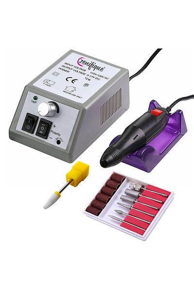 zenifique Zenifique® Professional Nail File, Electric False Nail File 20,000 Rpm, Gray, 7 Milling Heads