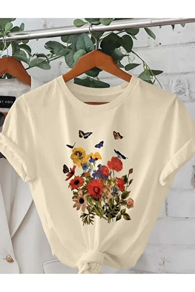 TekTarzz Μπλουζάκι Unisex Cotton Flowers με εμπριμέ σχέδιο