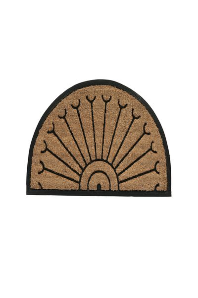 HONEYBEE Fade Resistant Design Half Moon Tuffy Rubber Door Mat