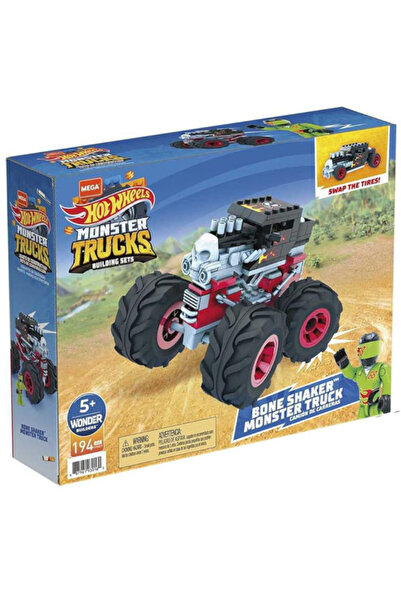 MEGA Hot Wheels Monster Trucks Bone Sharker Car Building Set, 194 pieces
