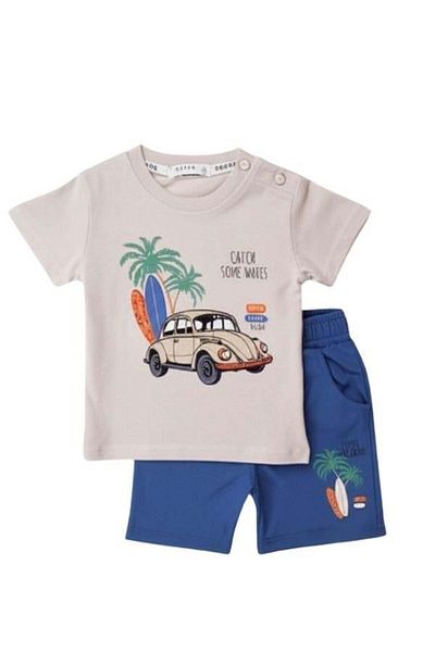 Zekids Baby Boy Cotton Car Printed Shorts Set
