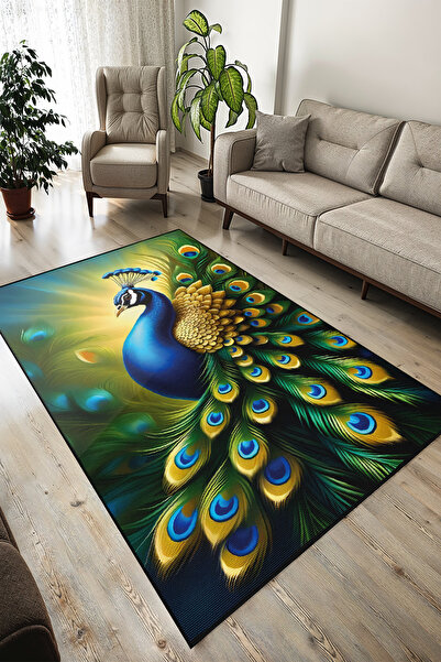 YTR HOME Dijital Baskı Yıkanabilir Kaymaz Taban Dekoratif Salon Mutfak Halısı...