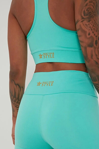 QUHOX High Waist Short Biker Sports Leggings Turquoise