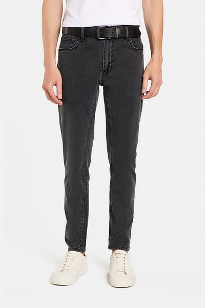 Tudors Men's Slim Fit Washed Grinding Stretch Jeans Straight Leg Tapered Gray Pants