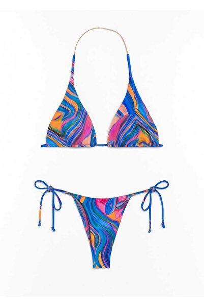 Pierre Cardin Трикутний бікіні з батиковим візерунком, що зав'язується на шиї NO GOSSİP