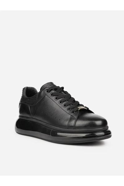 Pierre Cardin Μαύρο Δερμάτινο Sneaker - 10205 Air Sole