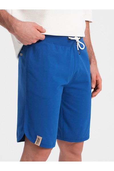 OMBRE Herren Sweatshorts mit abgerundetem Bein - blau V1 OM-SRSK-0105 XL