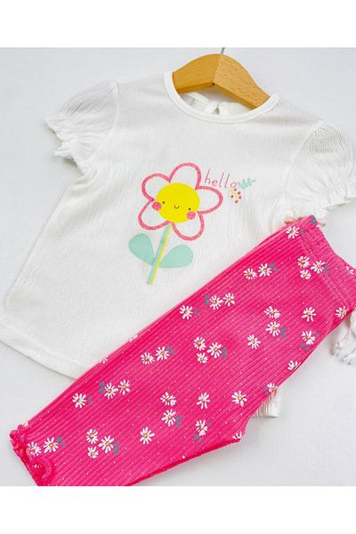 Via Girls Daisy Printed Leggings Double Baby Girl Set