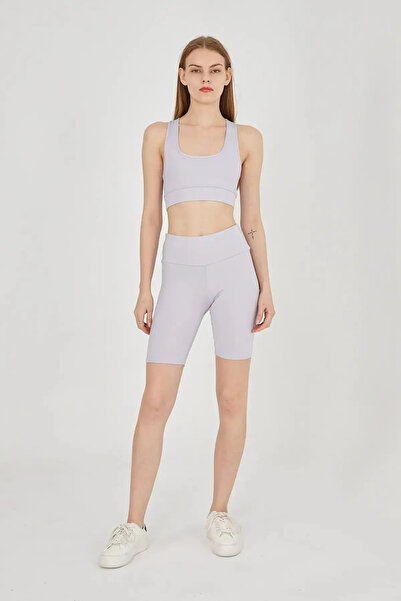 QUHOX High Waist Short Biker Sports Leggings Lilac