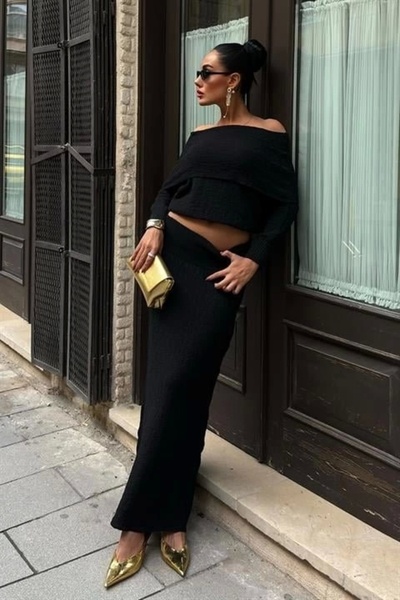 THE VOLER Madonna Collar Skirt Suit 10078