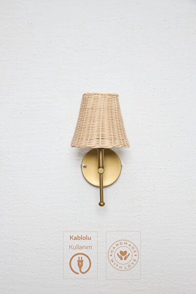 Maison Avf Rattan Eskitme Gold Duvar Aydınlatması Kablolu Aplik