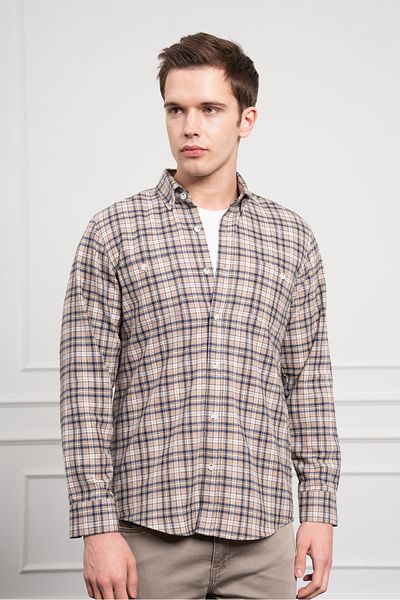 Morven Men's Mink Winter Button Collar Regular Fit Shirt