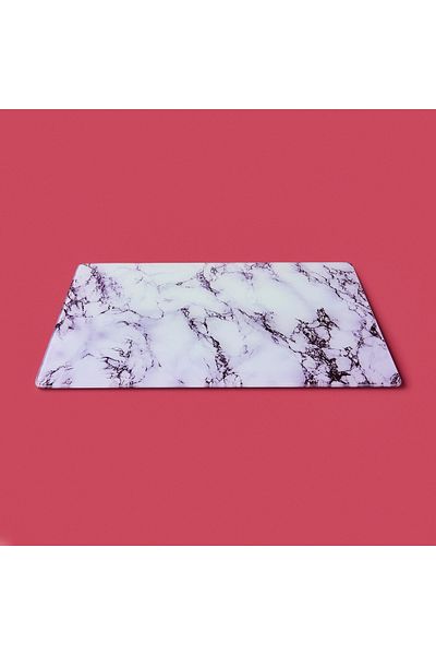 Saban Marble Patterned Glass Cutting Board - White - 30X40 cm