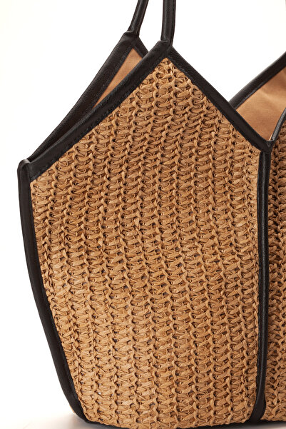 gio&mi Tatum Rafya Kağıt Ip Hasır Örgü Kadın Plaj Günlük Omuz Çantası
