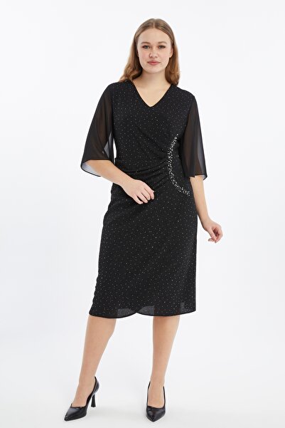 Veger BEL AKSEASUARLI BÜYÜK BEDEN ELBİSE