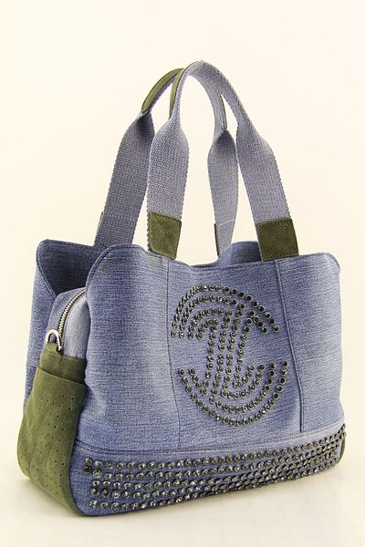 HNB Women's Khaki Casual Retro Denim Multi-Eye Shoulder Bag