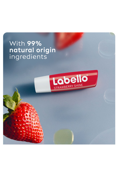 LABELLO Lip Balm Strawberry Shine 24H Moisture with Shea Butter, Vegan, 4.8g, Pack of 2
