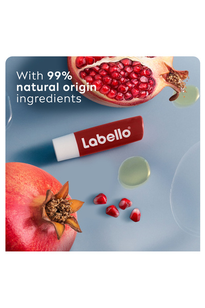 LABELLO Lip Balm, Pomegranate Shine 24H Moisture with Shea Butter, Vegan, 4.8g, Pack of 2