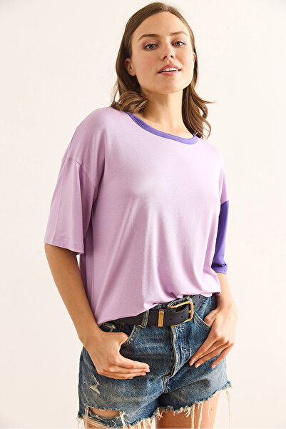 Olalook Γυναικείο λιλά μωβ Μπλουζάκι με ντραπέ βισκόζη TSH-19000928