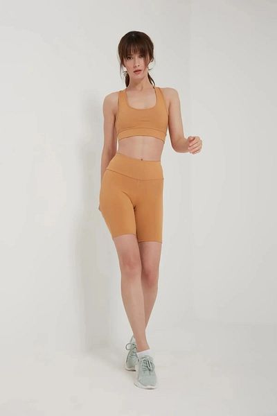 QUHOX Leggings sport biker scurti cu talie înaltă Bej