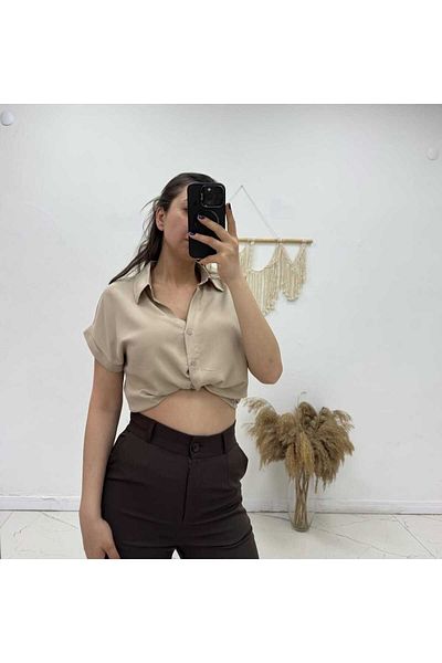 Maison La Femme Дамска риза с къс ръкав