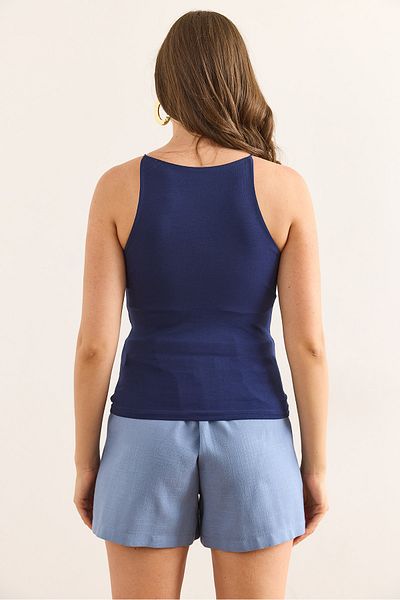 Olalook Γυναικείο λουράκι με σχοινί Navy Blue μπροστινό διπλό στρώμα ελαστικό βαμβακερό κορμί BDY-00000062
