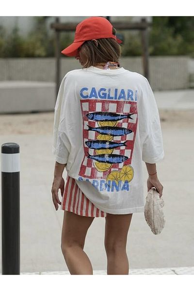 Plaza Butik Μπλουζάκι Cagliari Sardinia με στάμπα Unisex Oversize