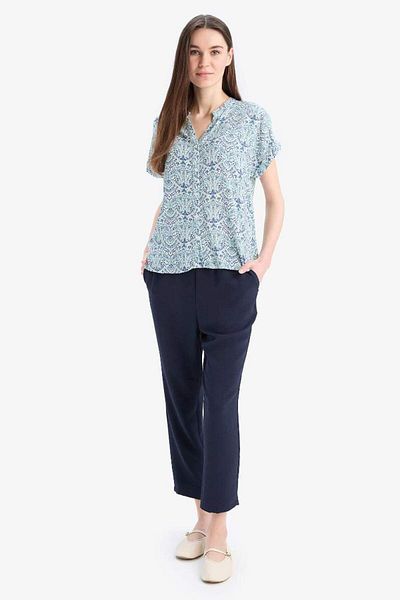 DeFacto New Season Regular Fit Apache Collar Patterned Short Sleeve Shirt
