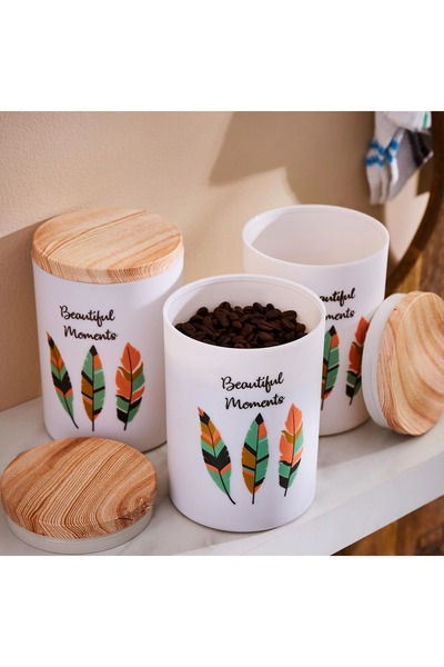 Generic Beautiful Moments Printed Jar – Set of 3 | Decorative Storage Jars for Kitchen & Home