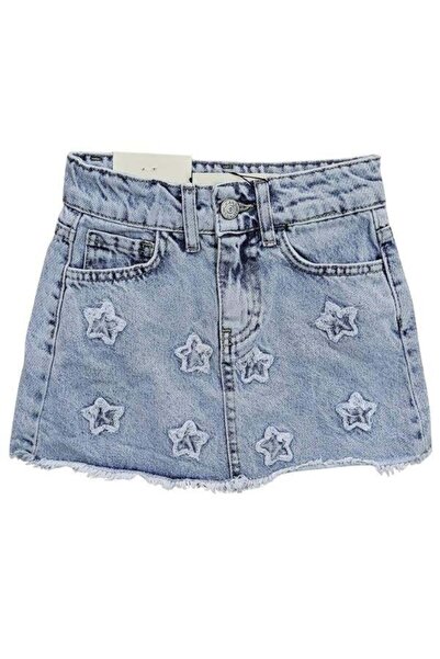 Zekids Fusta din denim brodata cu stea pentru fete