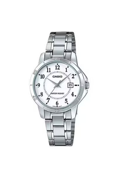 Casio ساعة كاسيو النسائية التناظرية ذات الميناء الأبيض - LTP-V004D-7B