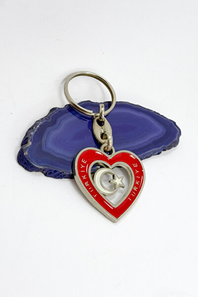 biuti Breloc metalic cu inimă roșie și scris Turcia, breloc cadou cu stea și ...