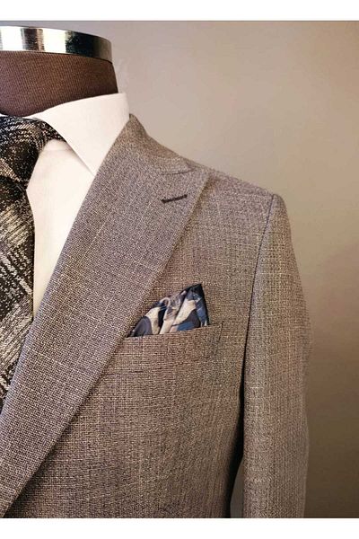 Ted Davıd Navy Blue Diagonal Patterned Suit