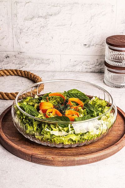 Tilbe Home Rustic Handmade Glass Salad Bowl Oversized Presentation Bowl Fruit Pasta Cookie Serving Container