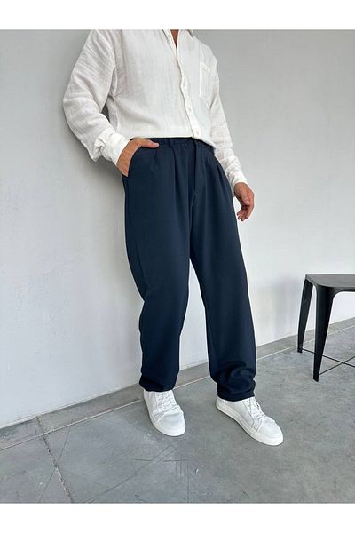 TÜZeMEN Men's Baggy Pleated Jogger Fabric Pants