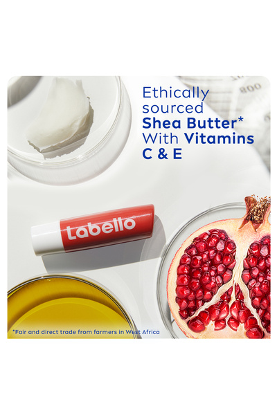 LABELLO Lip Balm, Pomegranate Shine 24H Moisture with Shea Butter, Vegan, 4.8g, Pack of 2