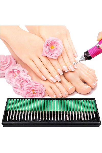 zenifique Set of 30 Electric Drill Bits, Diamond Bits, For Manicure And Pedicure, 3 Mm