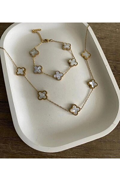 Takı Dünyası Beyaz paris Dünyası kolye bileklik set