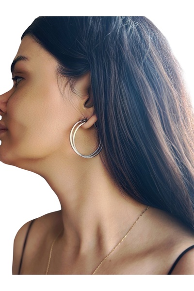 DORA-SS Earrings Bilateral Ring Union Steel Modern