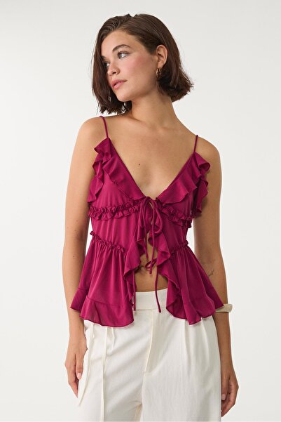 Stradivarius Fırfırlı Askılı Top