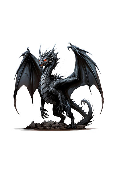 INOVATIX Set de 8 piese, autocolant Halloween Dragon negru cu ochi roșii, INO...