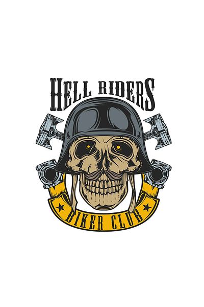 INOVATIX Set de 8 piese, autocolant Hell Riders Biker Club, INOVATIX®. 6 cm