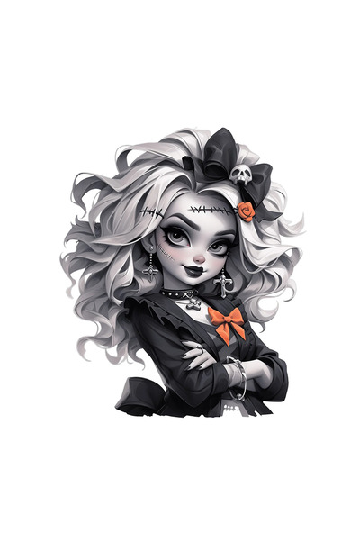 INOVATIX Set de 8 piese, autocolant Halloween Fată zombie cu fundă de craniu,...